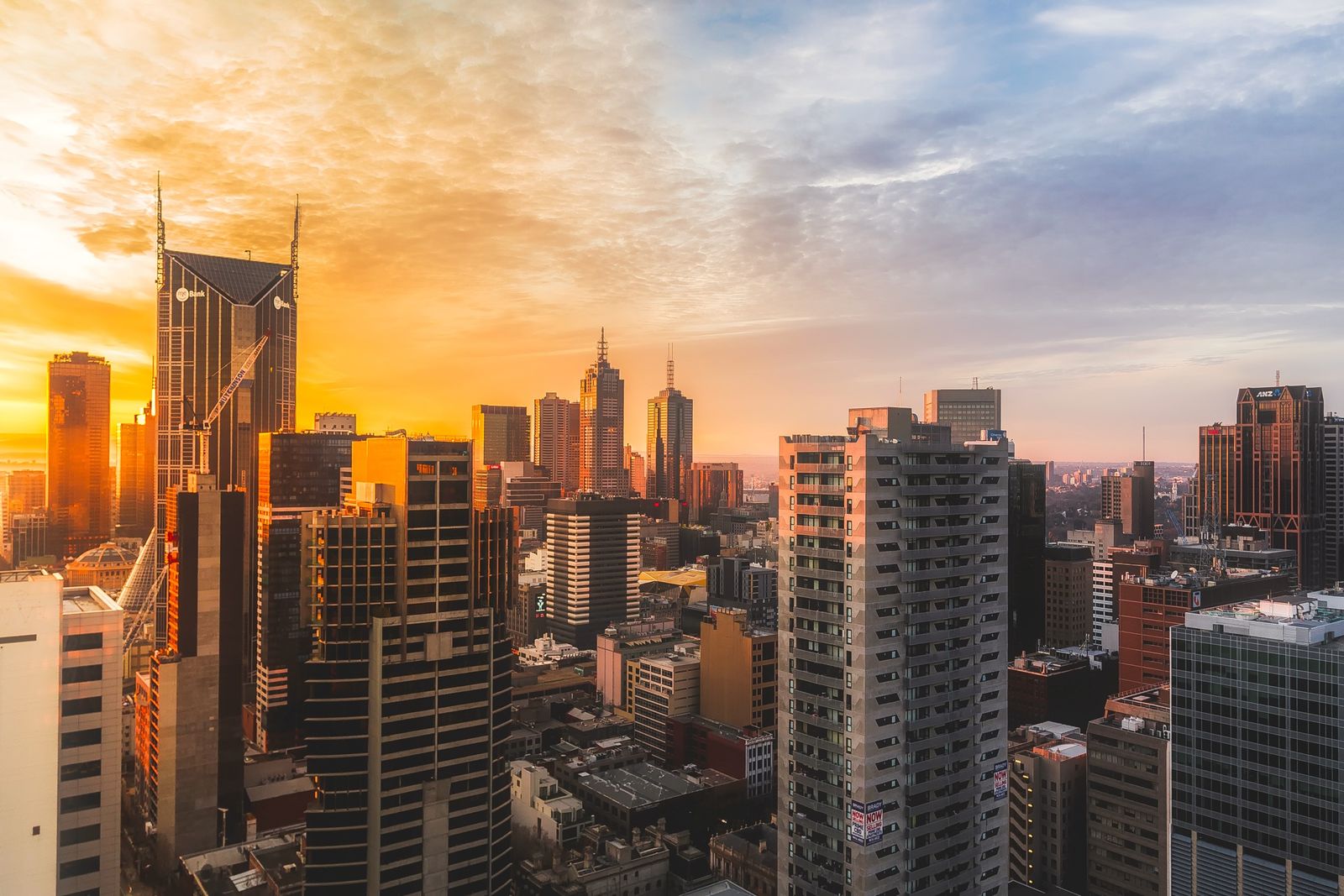 Glass panel demo: city skyline at dusk photographed from above