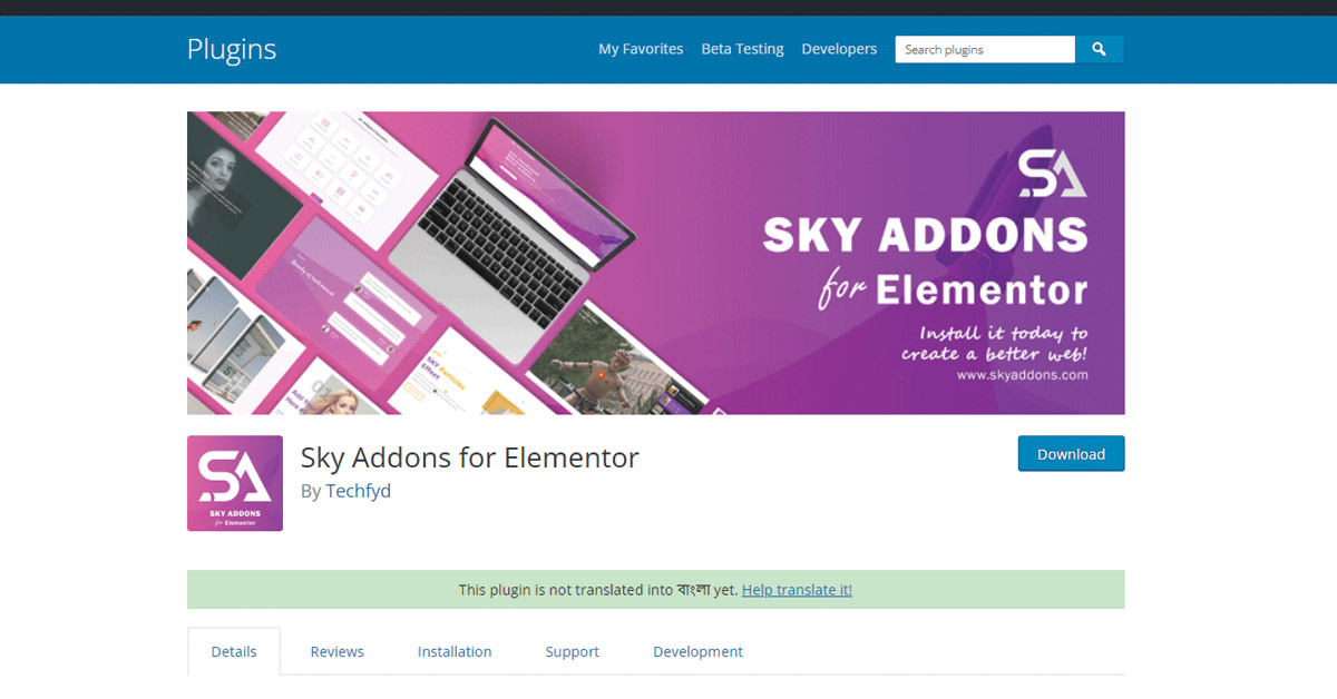 Sky Addons for Elementor WordPress Org
