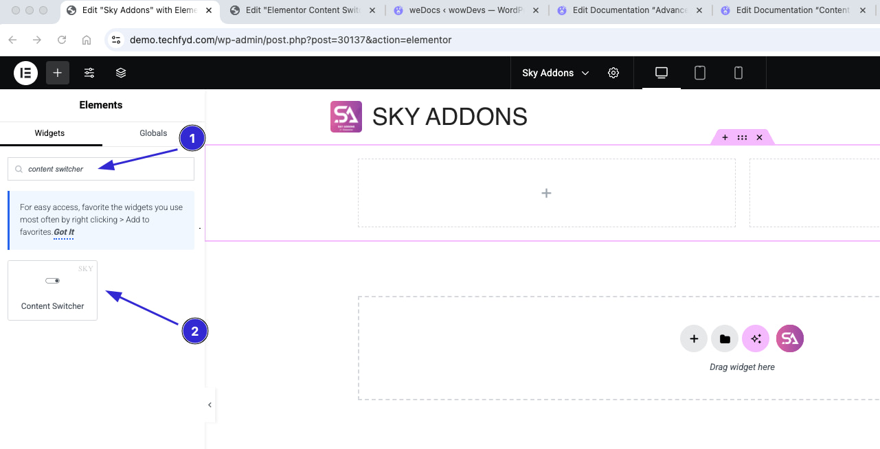 Content Switcher - Sky Addons