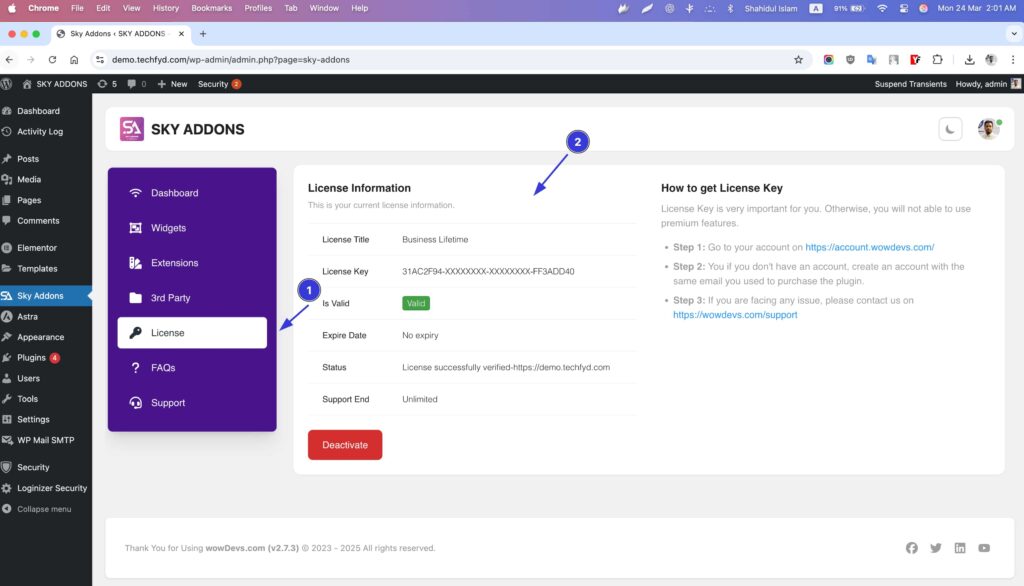 License Tab