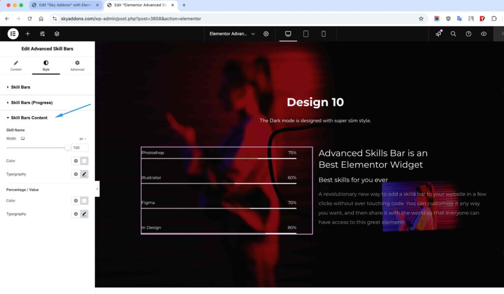Advanced Skills Bar