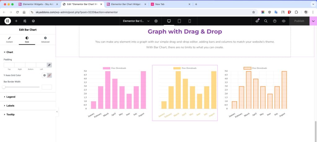 Bar Chart of Sky Addons for Elementor WordPress