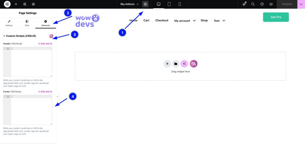 Custom Scripts for Elementor WordPress