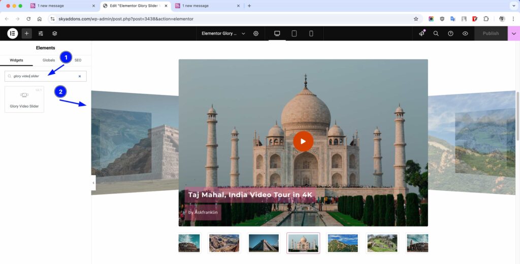 Glory Video Slider for Elementor WordPress