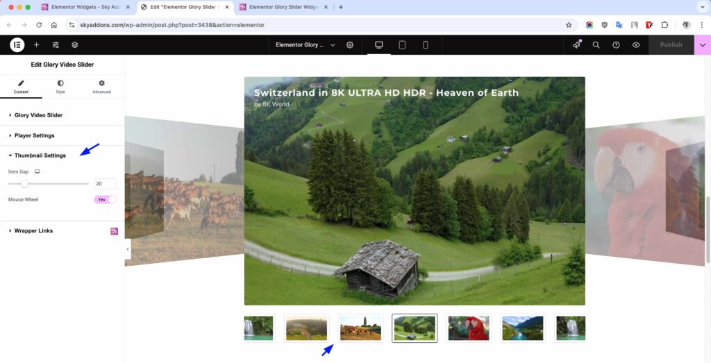 Glory Video Slider for Elementor WordPress