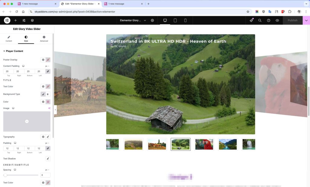 Glory Video Slider for Elementor WordPress