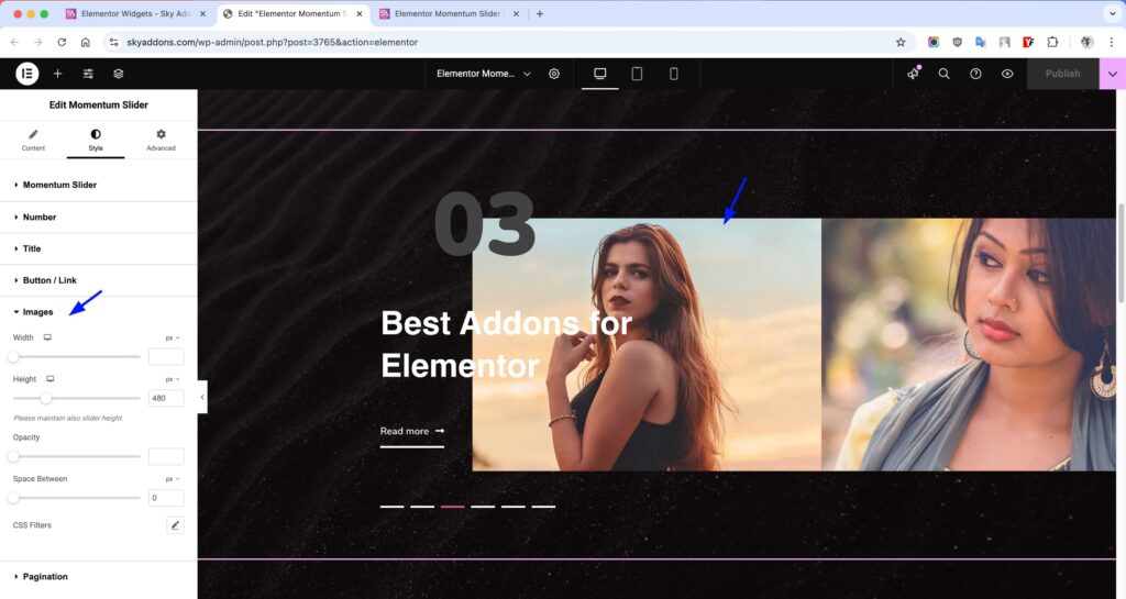 Momentum Slider for Elementor WordPress