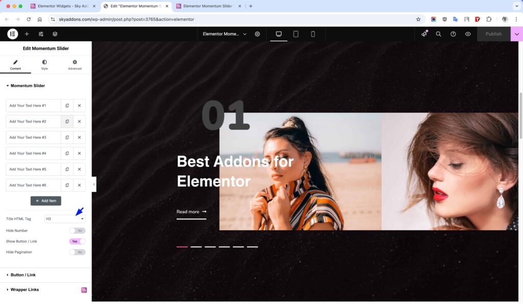 Momentum Slider for Elementor WordPress