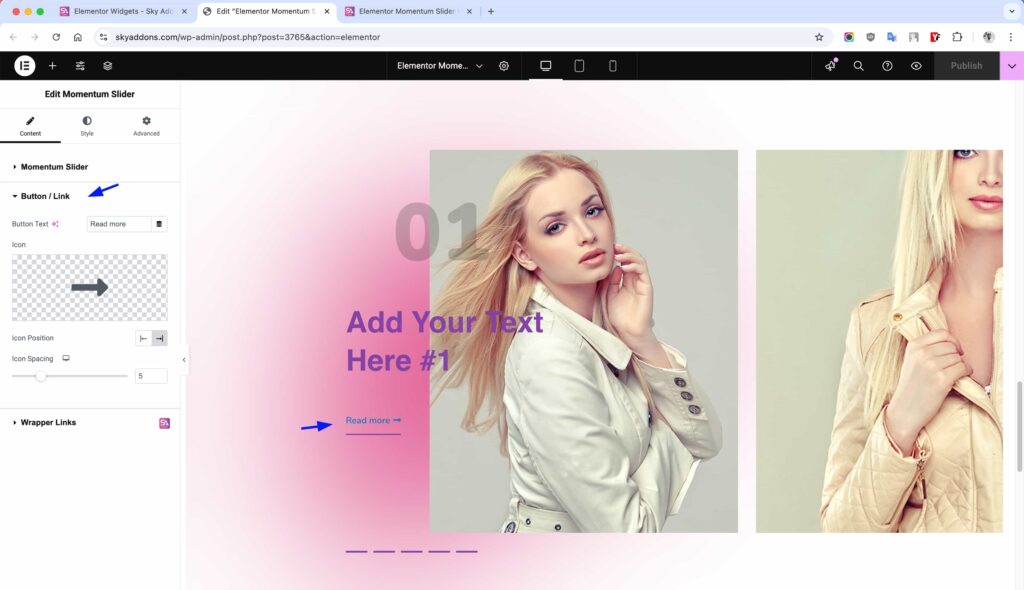 Momentum Slider for Elementor WordPress