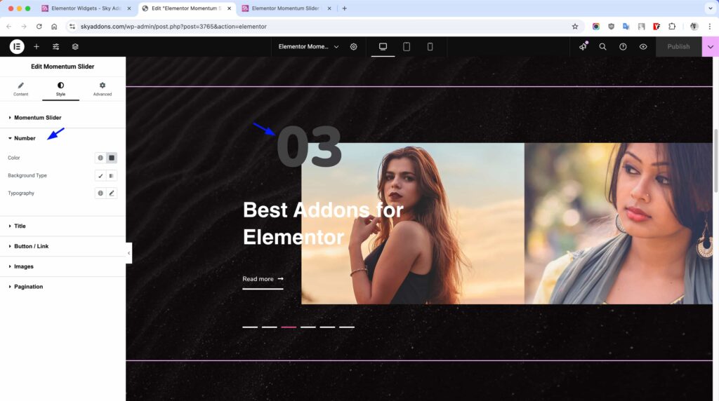 Momentum Slider for Elementor WordPress