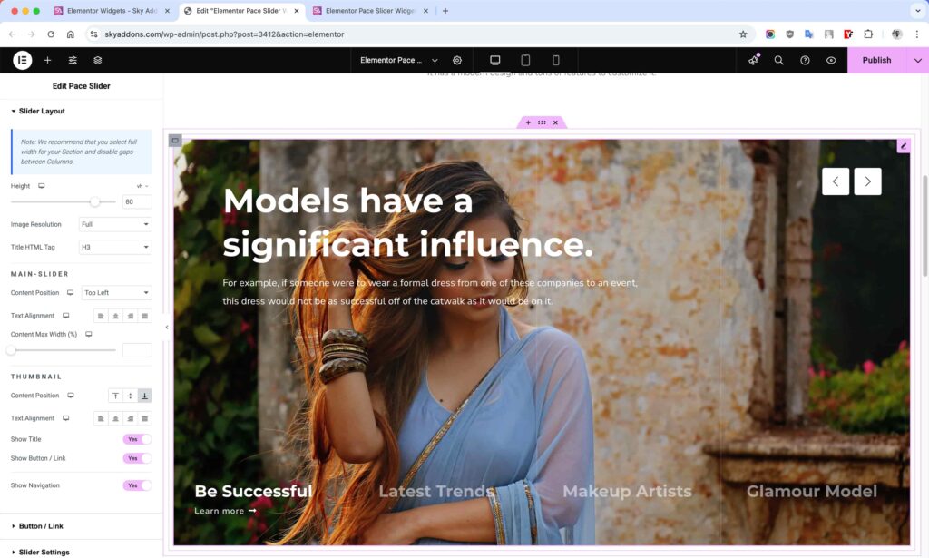 Pace Slider for Elementor WordPress