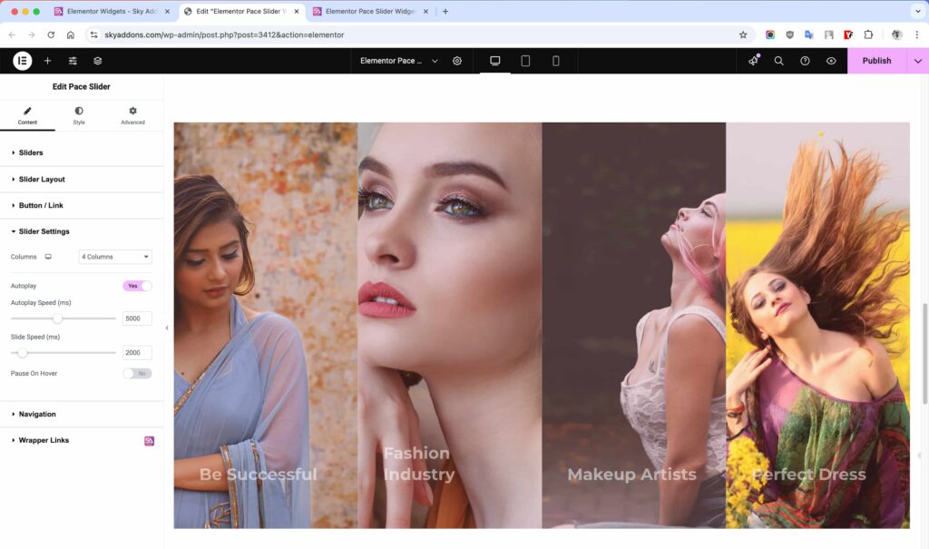 Pace Slider for Elementor WordPress
