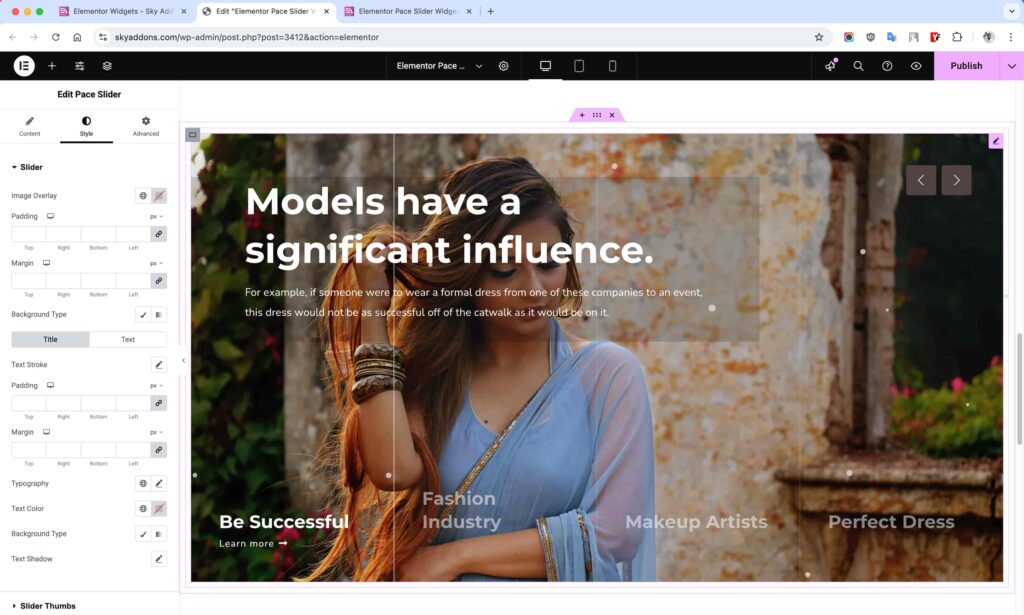 Pace Slider for Elementor WordPress
