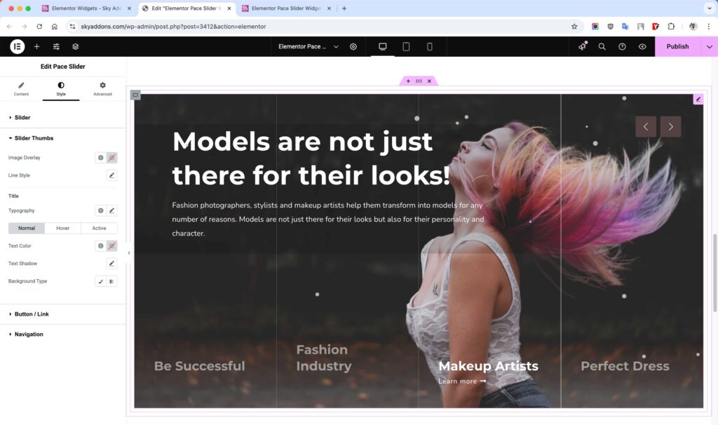 Pace Slider for Elementor WordPress