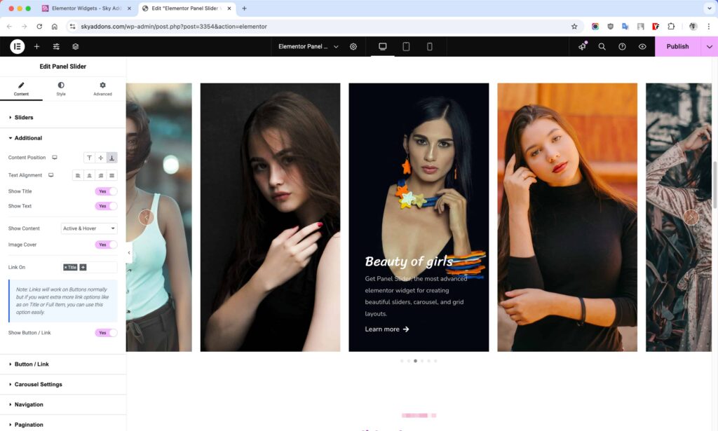 Panel Slider for Elementor WordPress