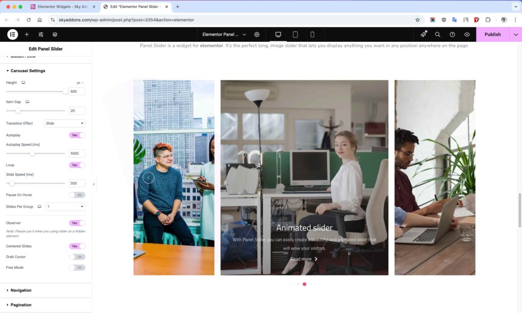 Panel Slider for Elementor WordPress