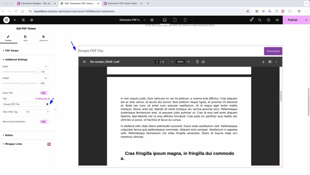 PDF Viewer for Elementor WordPress