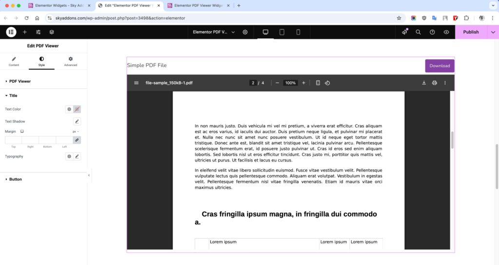 PDF Viewer for Elementor WordPress
