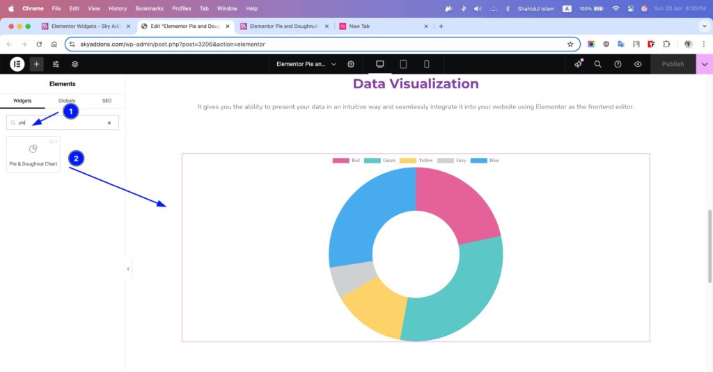 Pie & Doughnut Chart of Sky Addons for Elementor WordPress