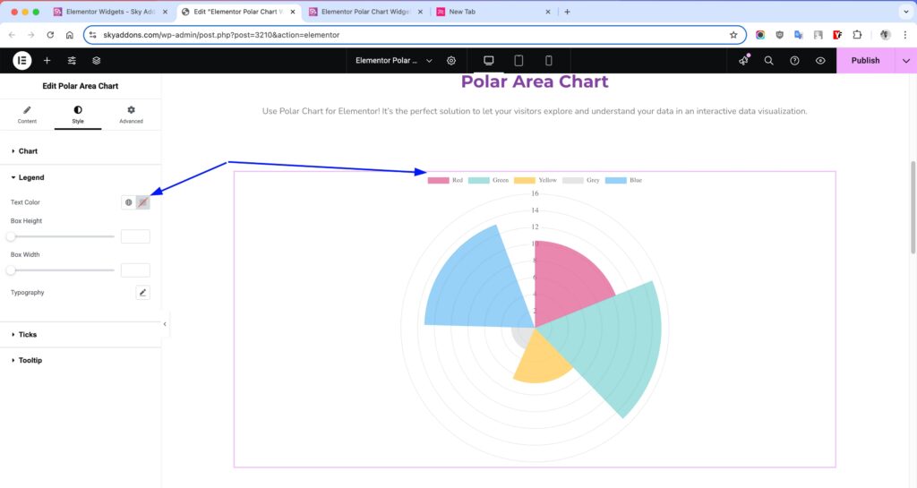 Polar Area Chart of Sky Addons for Elementor WordPress