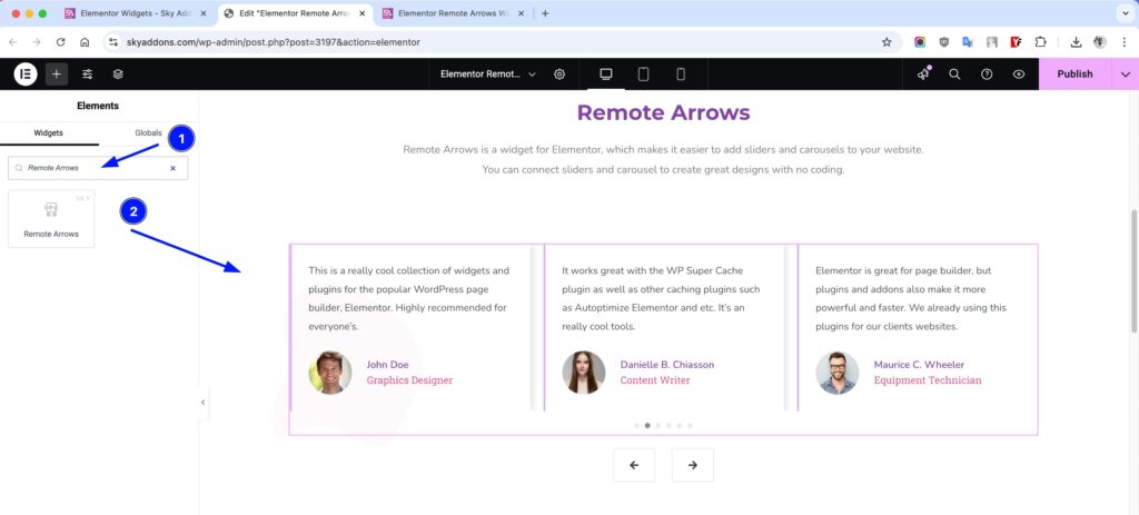 Remote Arrows for Elementor WordPress