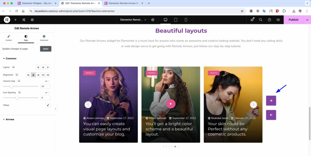 Remote Arrows for Elementor WordPress