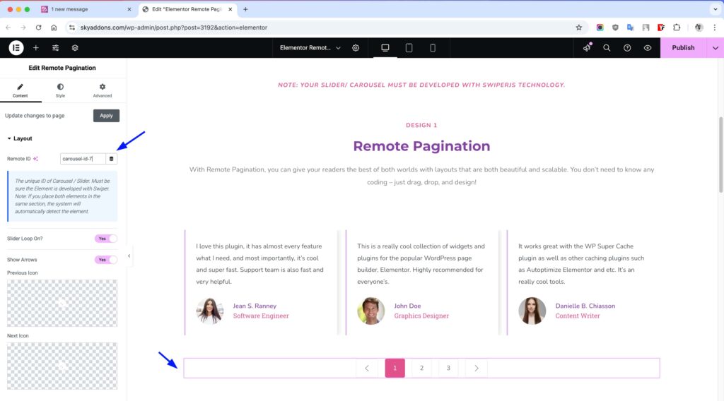 Remote Pagination for Elementor WordPress