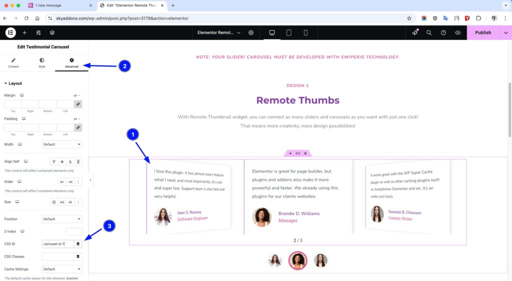 Remote Thumbs for Elementor WordPress
