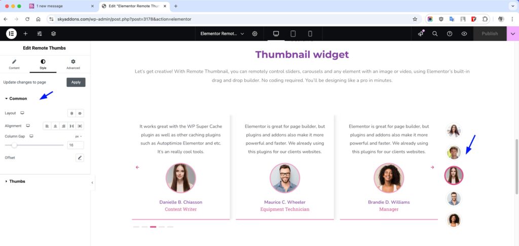 Remote Thumbs for Elementor WordPress