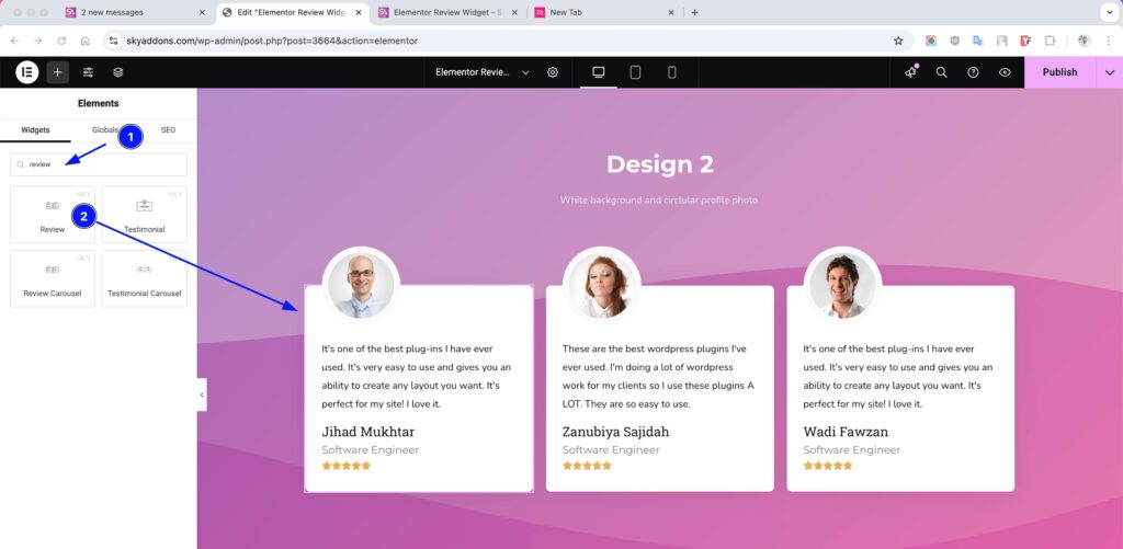 Review for Elementor WordPress