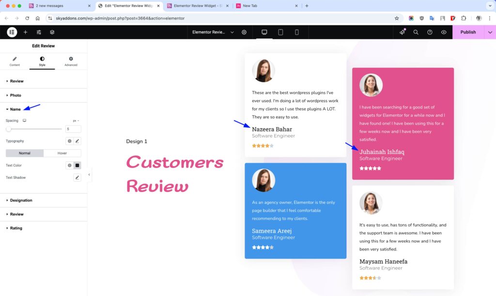 Review for Elementor WordPress