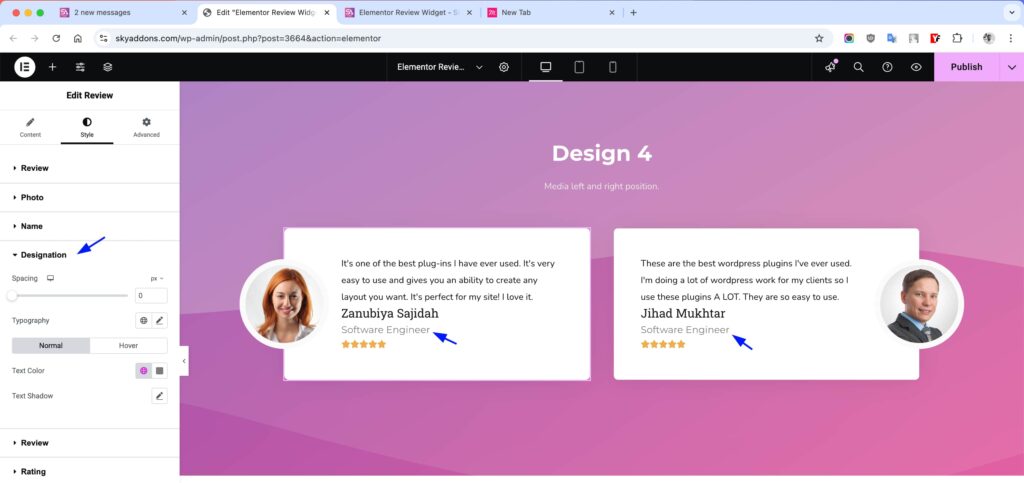 Review for Elementor WordPress