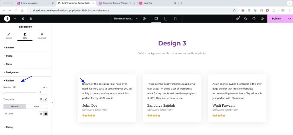 Review for Elementor WordPress