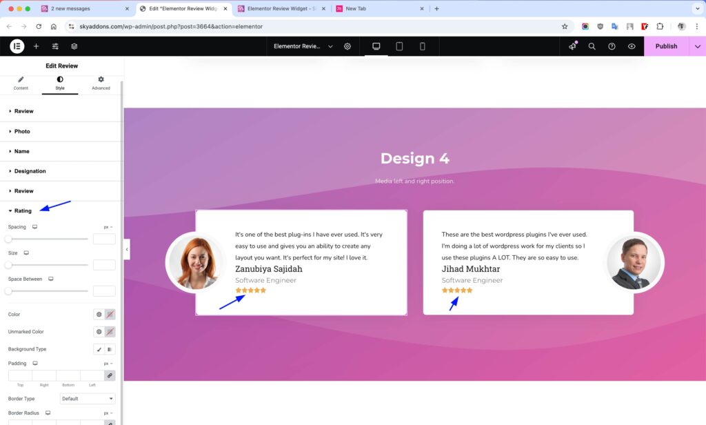 Review for Elementor WordPress