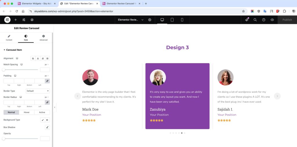 Review Carousel for Elementor WordPress