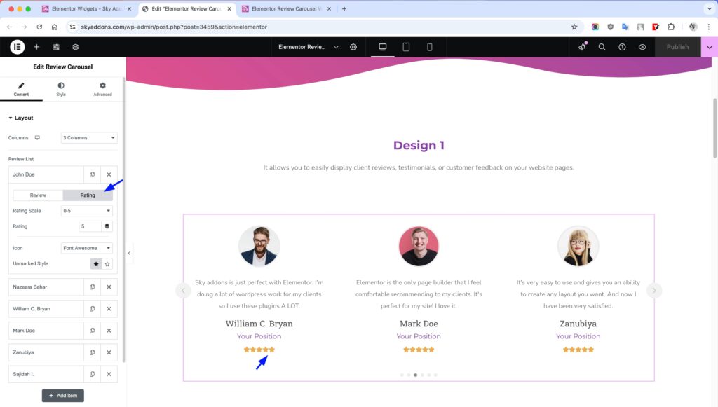 Review Carousel for Elementor WordPress