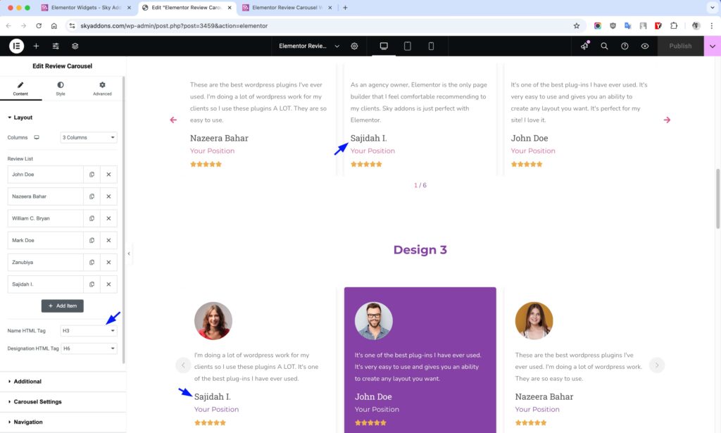 Review Carousel for Elementor WordPress