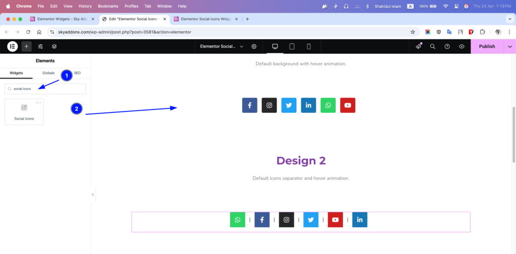 Social Icons for Elementor WordPress
