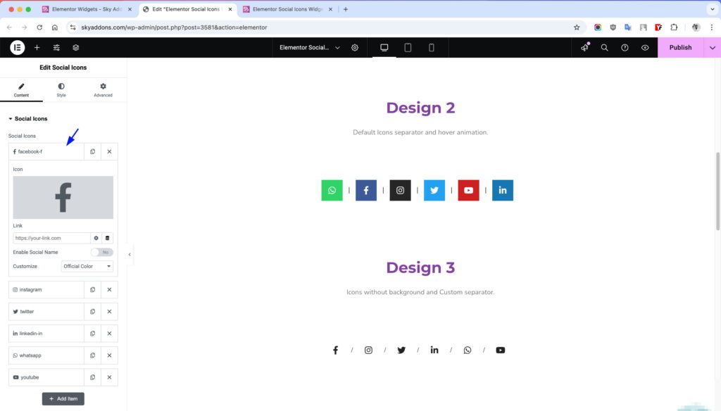 Social Icons for Elementor WordPress