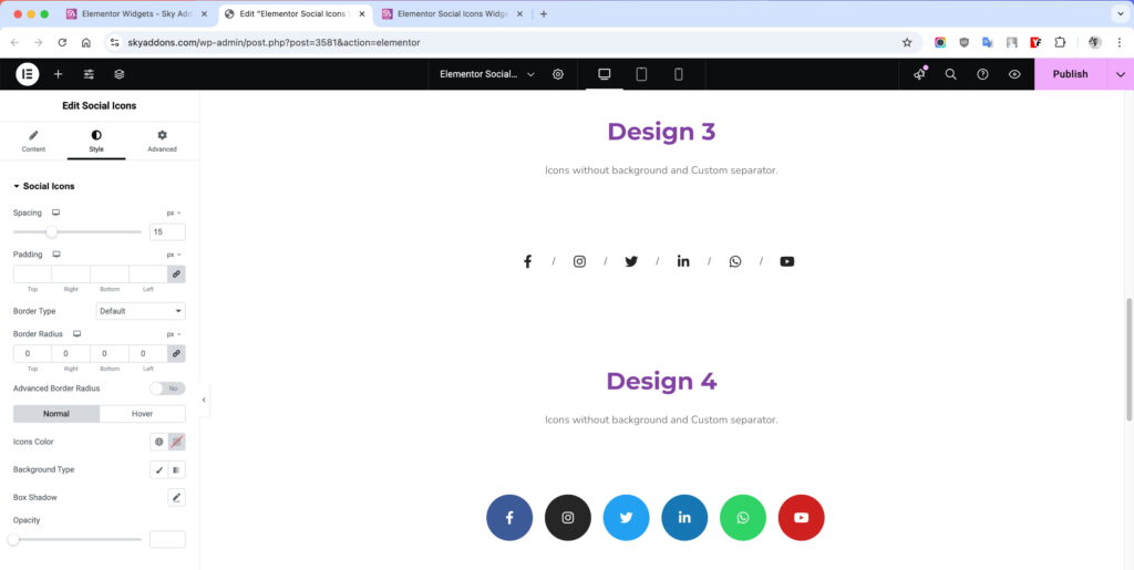Social Icons for Elementor WordPress