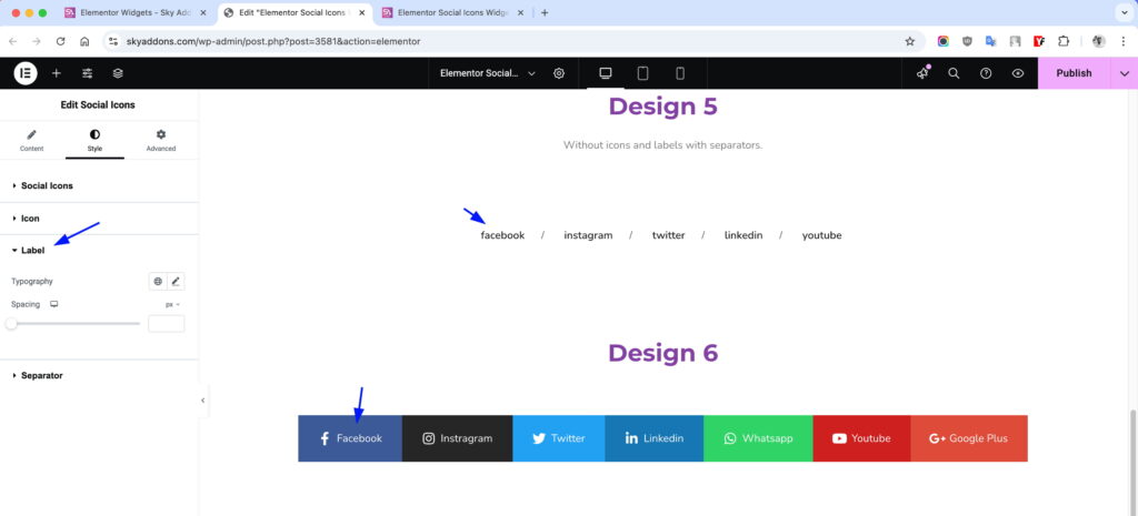 Social Icons for Elementor WordPress