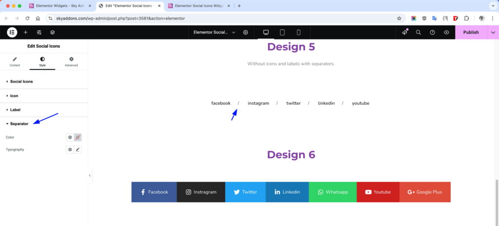 Social Icons for Elementor WordPress