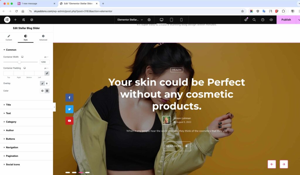 Stellar Blog Slider for Elementor WordPress
