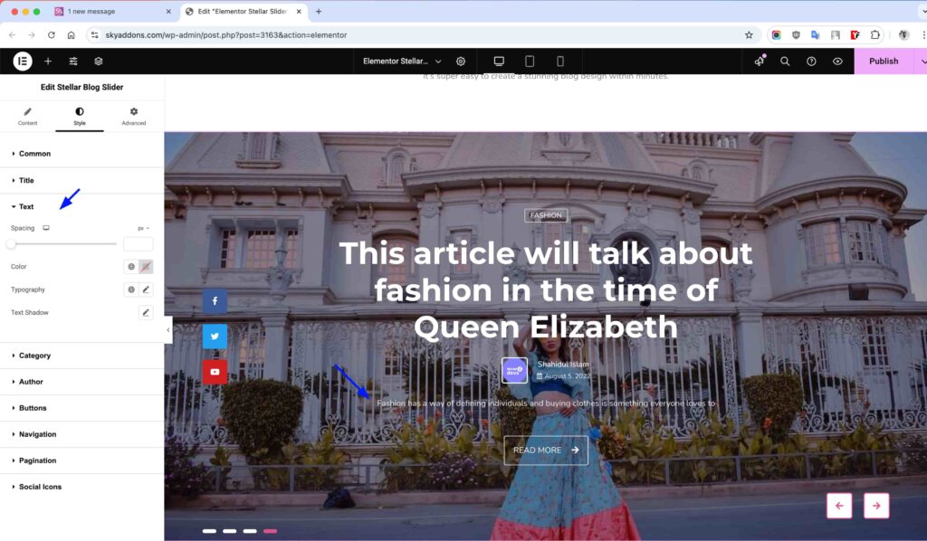 Stellar Blog Slider for Elementor WordPress