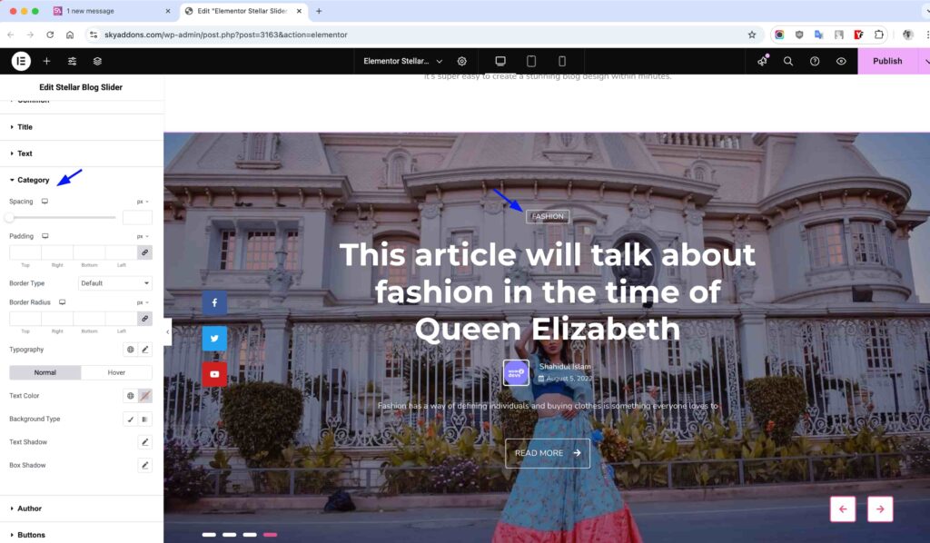 Stellar Blog Slider for Elementor WordPress