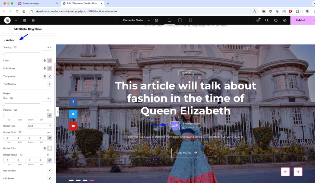 Stellar Blog Slider for Elementor WordPress