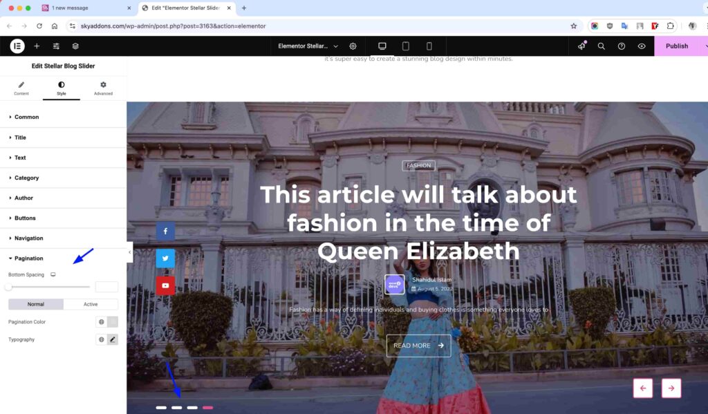 Stellar Blog Slider for Elementor WordPress