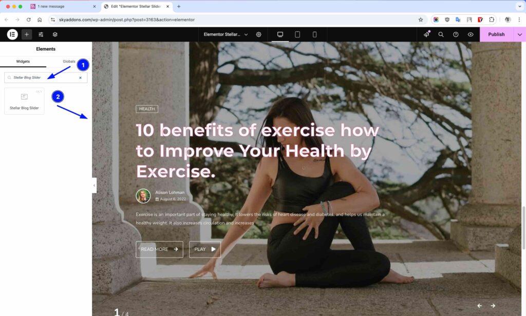 Stellar Blog Slider for Elementor WordPress