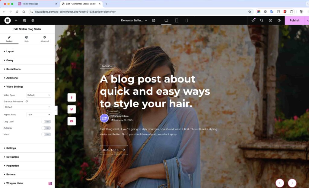 Stellar Blog Slider for Elementor WordPress