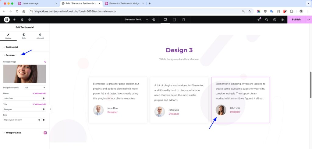 Testimonial for Elementor WordPress